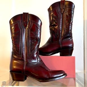 Cherry Red Frye Ross Braided Womens Boots Size 8
